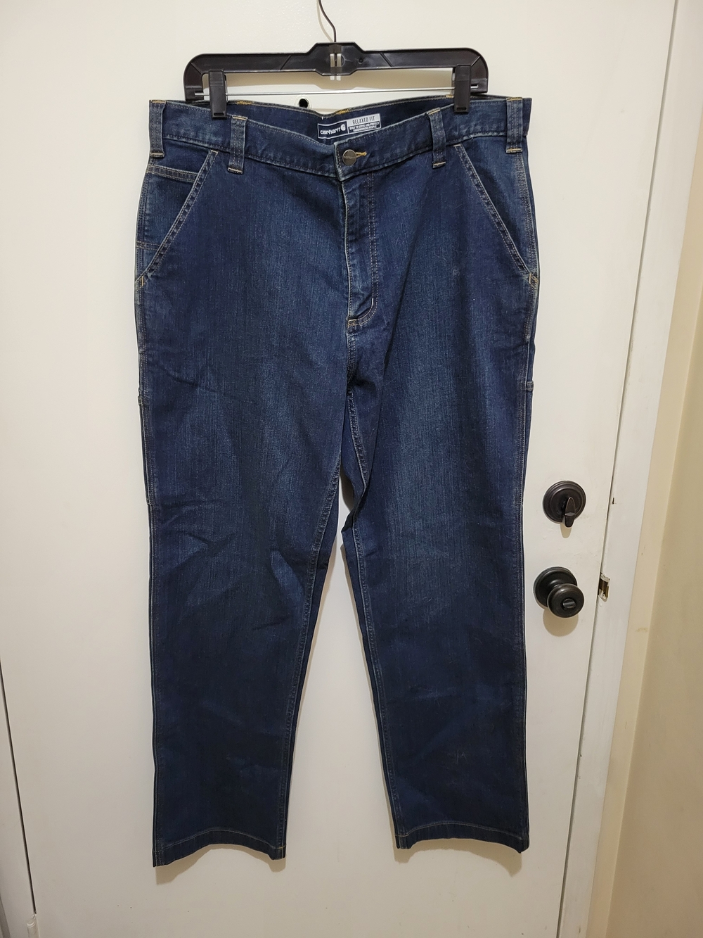 Carhartt Men's Relaxed Carpenter Style Dark Blue Jeans 38 x 32